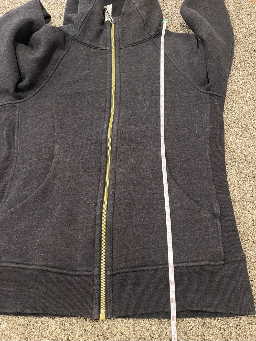 lululemon athletica Scuba Charcoal Gray Full-Zip Hoodie with Gold Zipper-Size 10 - Picture 7 of 9